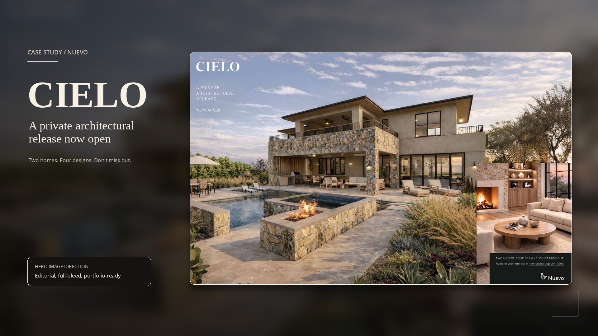 El Mirador or La Dorada exterior at golden hour — Cielo campaign hero